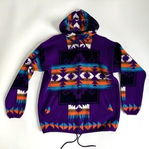 Artesanias Tuntaquimba Sweater Jacket Men L  Wool Hooded Aztec Navajo Tribal